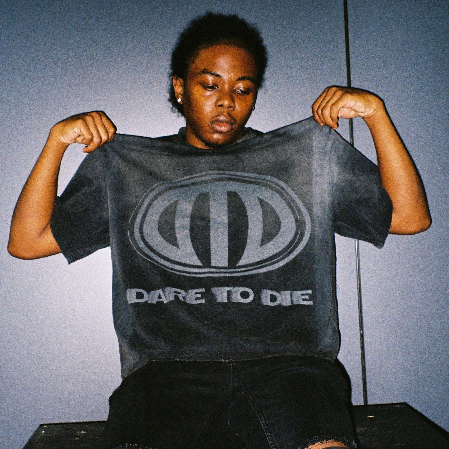 statement tee - black acid wash